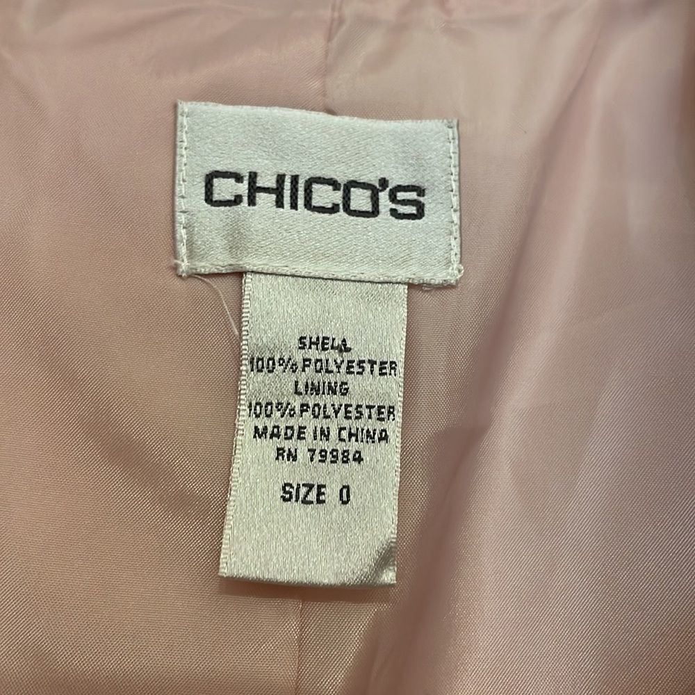 Chico’s light pink Ruffle Front Snakeskin Open Front Jacket - Picture 2 of 7